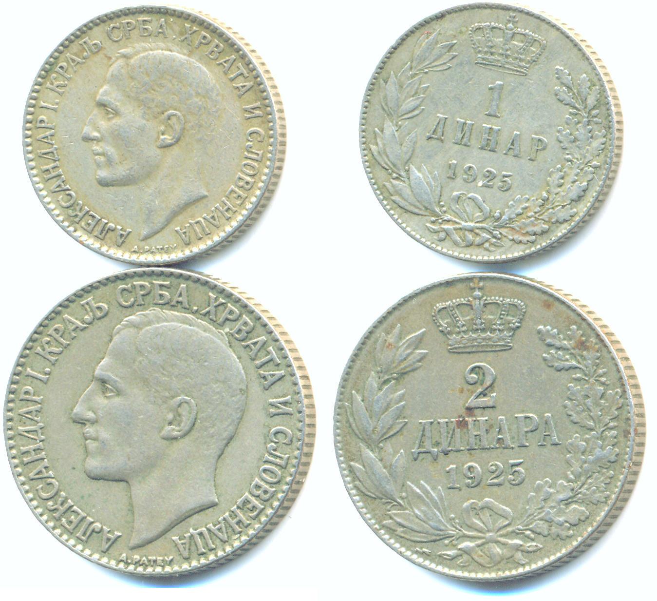 Foto Jugoslawien: 1 + 2 Coinsa Alexander I, 1925,