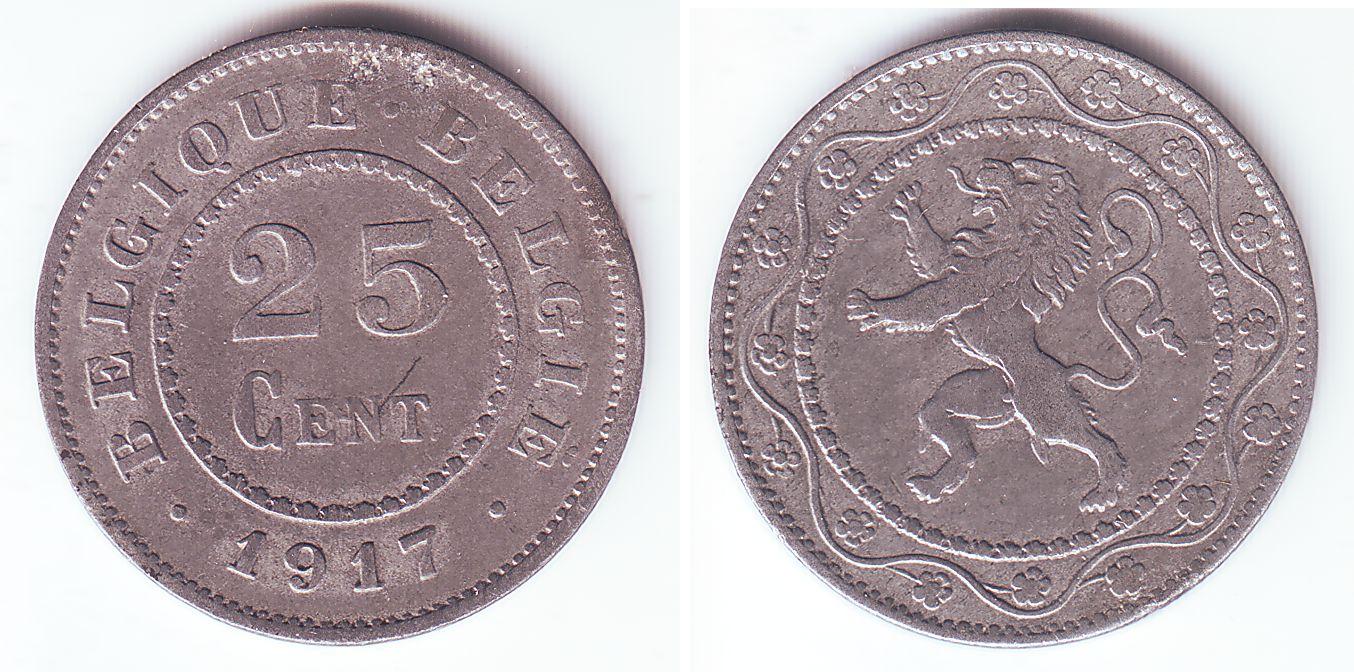 Foto Königreich Belgien (1914 1918) 25 Cent 1917