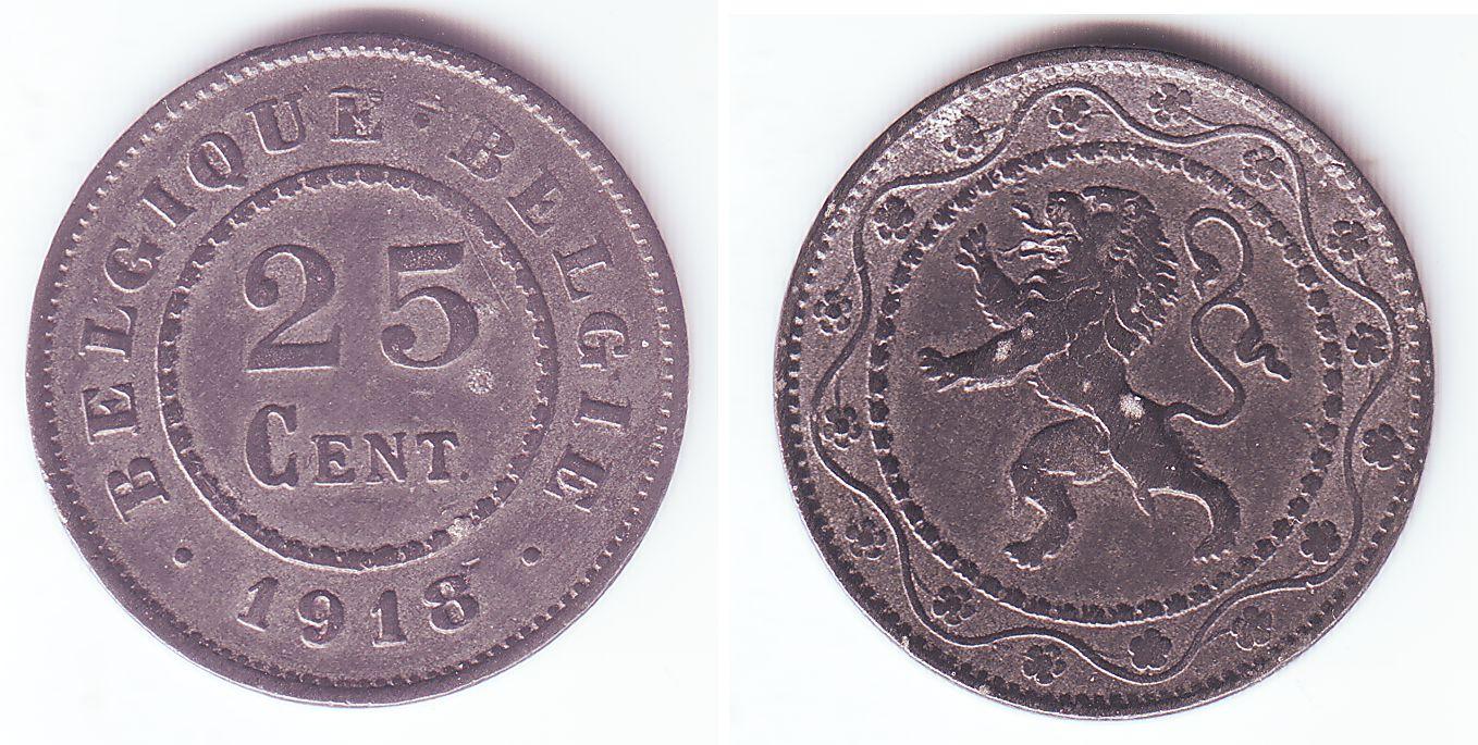 Foto Königreich Belgien (1914 1918) 25 Cent 1918