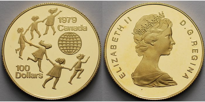 Foto Kanada 100 Dollar, 15,55g fein, 27mm Ø 1979