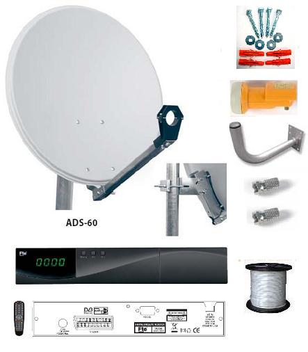 Foto Kit de antena parabólica 60cm con accesorios + Receptor FTA
