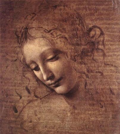 Foto La Scapigliata de Leonardo da Vinci, sepia al óleo, cuadro