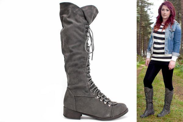 Foto LAURIE Knee High Lace Up Boots GREY Size: 4
