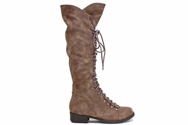 Foto LAURIE Knee High Lace Up Boots TAN Size: 3