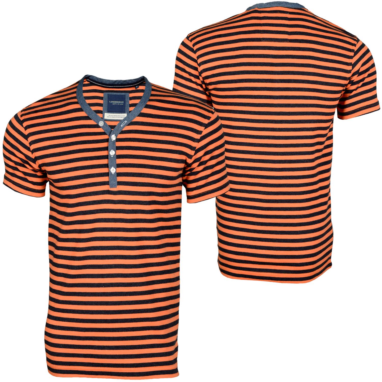 Foto Lindbergh Granddad Stripe Hombres T-shirt Naranja De Color Azul Oscuro