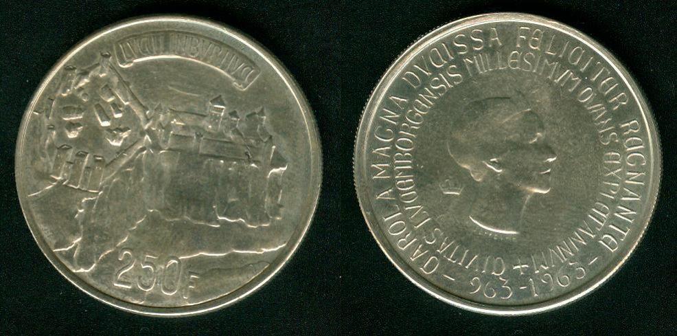Foto Luxemburg, Großherzogtum 250 Francs 1963