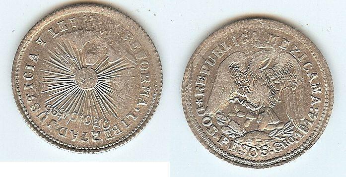 Foto Mexico Guerro 2 Pesos 1914