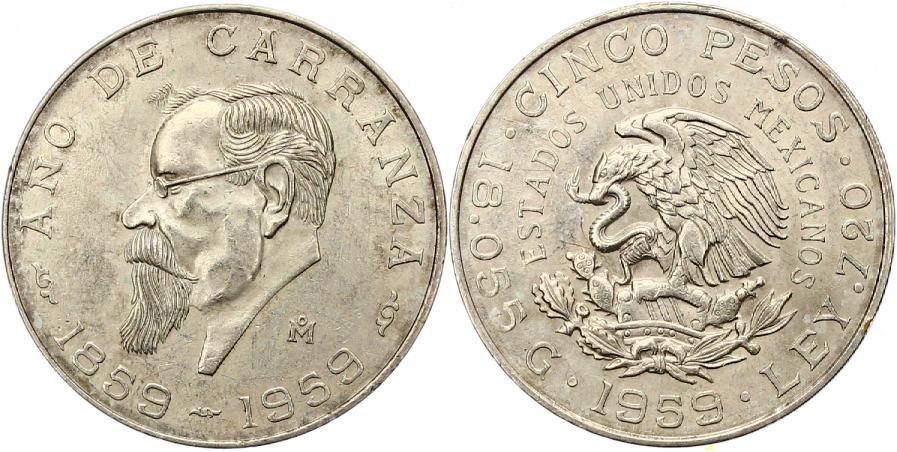 Foto Mexiko 5 Pesos 1959