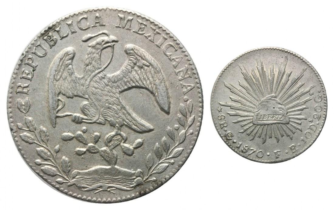 Foto Mexiko, 8 Reales 1870 Go, Guanajuato,