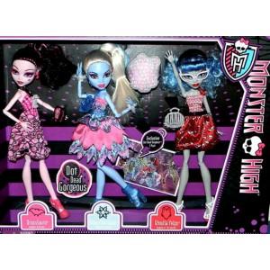Foto Monster high, dot dead gorgeous pack draculaura, abbey bominable, ghou