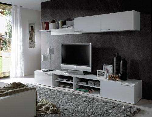 Foto Mueble de salón en blanco brillo