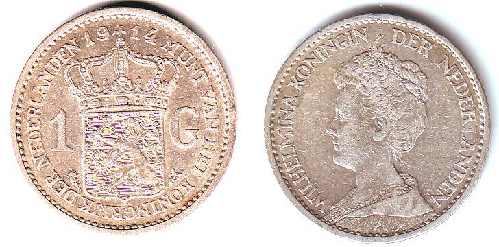 Foto Niederlande 1 Gulden 1914