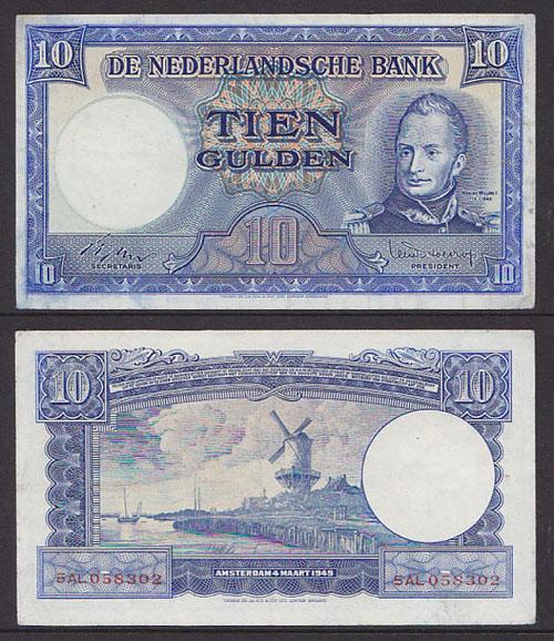 Foto Niederlande 10 Gulden 1949
