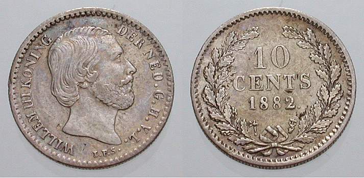 Foto Niederlande-Königreich 10 Cents 1882