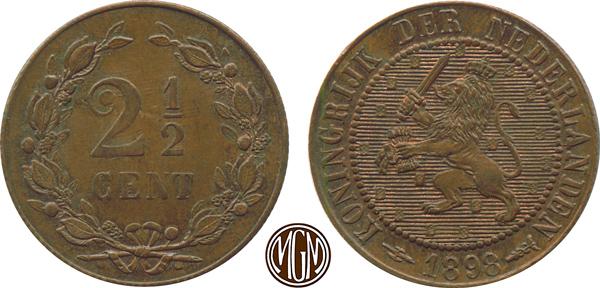 Foto Niederlande Königreich 2 1/2 Cents 1898
