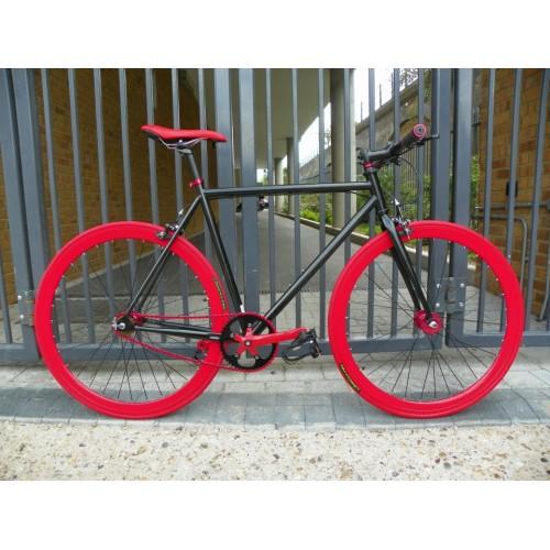 Foto No Logo Black/Red 59cm Single Speed Bike Flip Flop Hubs