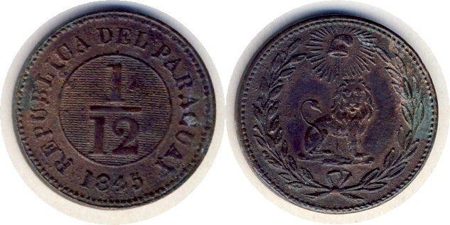 Foto Paraguay 1/12 Real 1845
