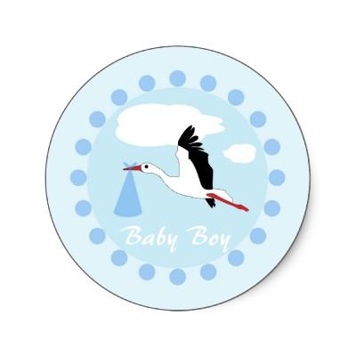 Foto Pegatinas azules de la cigüeña del bebé y blancos