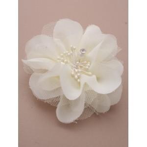 Foto pico de broche para el cabello - flores de gasa perla perla a:blanco