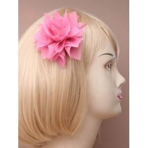 Foto pico de broche para el cabello - flores de tela de gasa:Tickle Me rosa
