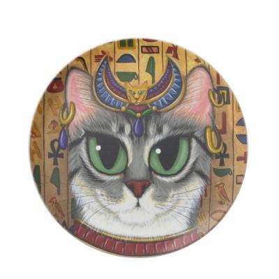 Foto Placa del arte del gato de Bastet del egipcio del Platos De Comidas