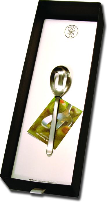 Foto POTT Cuchara para aceitunas, 14,5 cm, acero inox, en caja de regalo, D