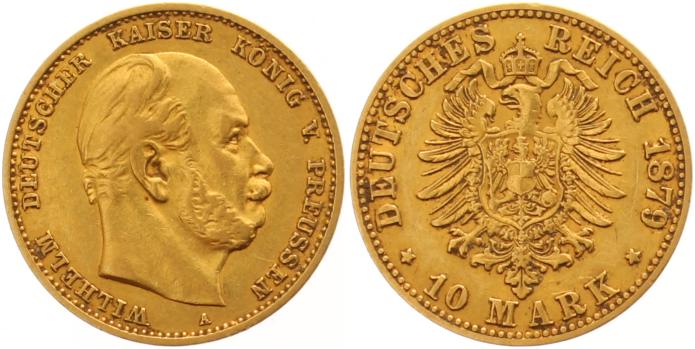 Foto Preußen 10 Mark Gold 1879 A