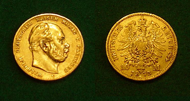 Foto Preussen 10 Mark,Gold 1873C Rare