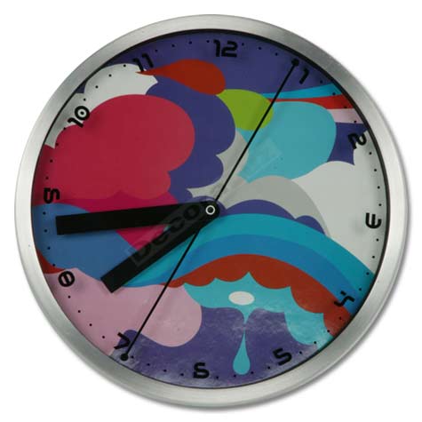 Foto Reloj Moderno Colores Bordes Aluminio Agujas Negro