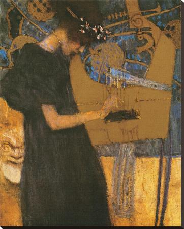 Foto Reproducción en lienzo de la lámina Die Musik de Gustav Klimt, 112x89 in.