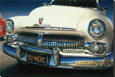 Foto Reproducción en lienzo de la lámina Ford Mercury '50 in Roma de Graham Reynold, 74x112 in.