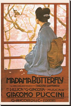Foto Reproducción en lienzo de la lámina Puccini, Madama Butterfly de Leopoldo Metlicovitz, 112x74 in.