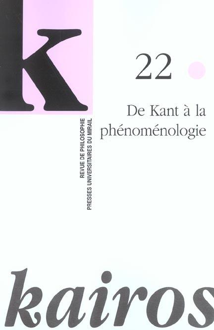 Foto Revue Kairos T.22; de Kant à la phénoménologie