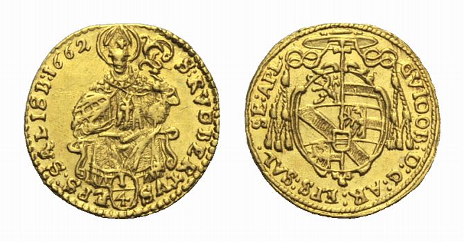 Foto Salzburg-Erzbistum Gold-1/4 Dukat 1662