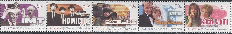 Foto Sello de Australia 2614-2618 50 años de la Televisión Australia