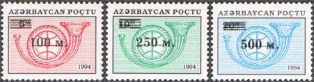 Foto Sello de Azerbaidjan 240-242 Corneta de Correos sobrec.