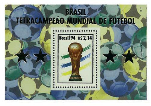 Foto Sello de Brasil 95 Brasil, tetra campeón mundo fútbol