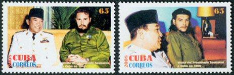 Foto Sello de Cuba 4615-4616 Visita Presidente Sukarno a Cuba
