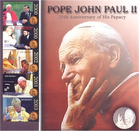Foto Sello de Grenadinas 3398-3402 25 años Papado Juan Pablo II