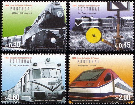 Foto Sello de Portugal 3089-3092 150 años trenes en Portugal