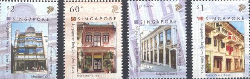 Foto Sello de Singapur 1354-1357 Arquitectura conjunta Bélgica