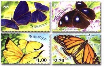 Foto Sello de Tonga-niuafoou 281-284 Mariposas