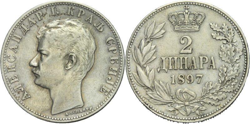Foto Serbien 2 Coins 1897