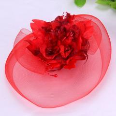 Foto sombrero horquilla tocado adorno cabello pelo organza pluma flor perla