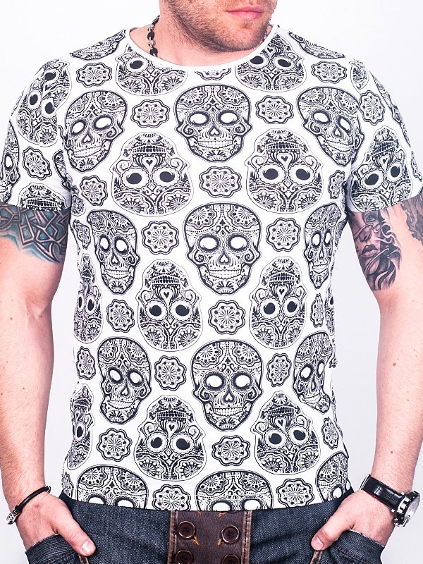 Foto Tattooed Skulls Camiseta – Blanco - M