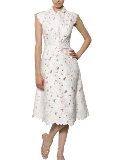 Foto valentino vestido daisy de piqué de algodón bordado