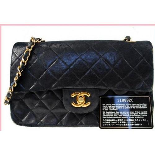 Foto Vintage Chanel Black Leather Classic Flap Shoulder Bag