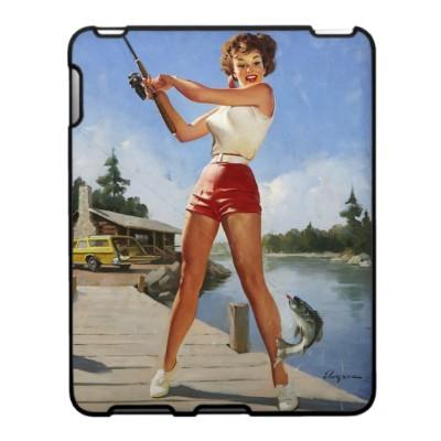 Foto Vintage Gil retro Elvgren que pesca al chica model Ipad Protectores
