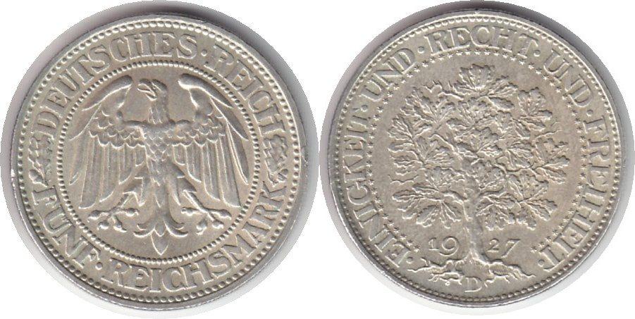 Foto Weimarer Republik 5 Mark 1927