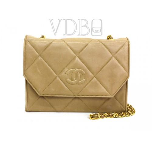 Foto Wide Stitched Beige Chanel Quilted Flap Bag